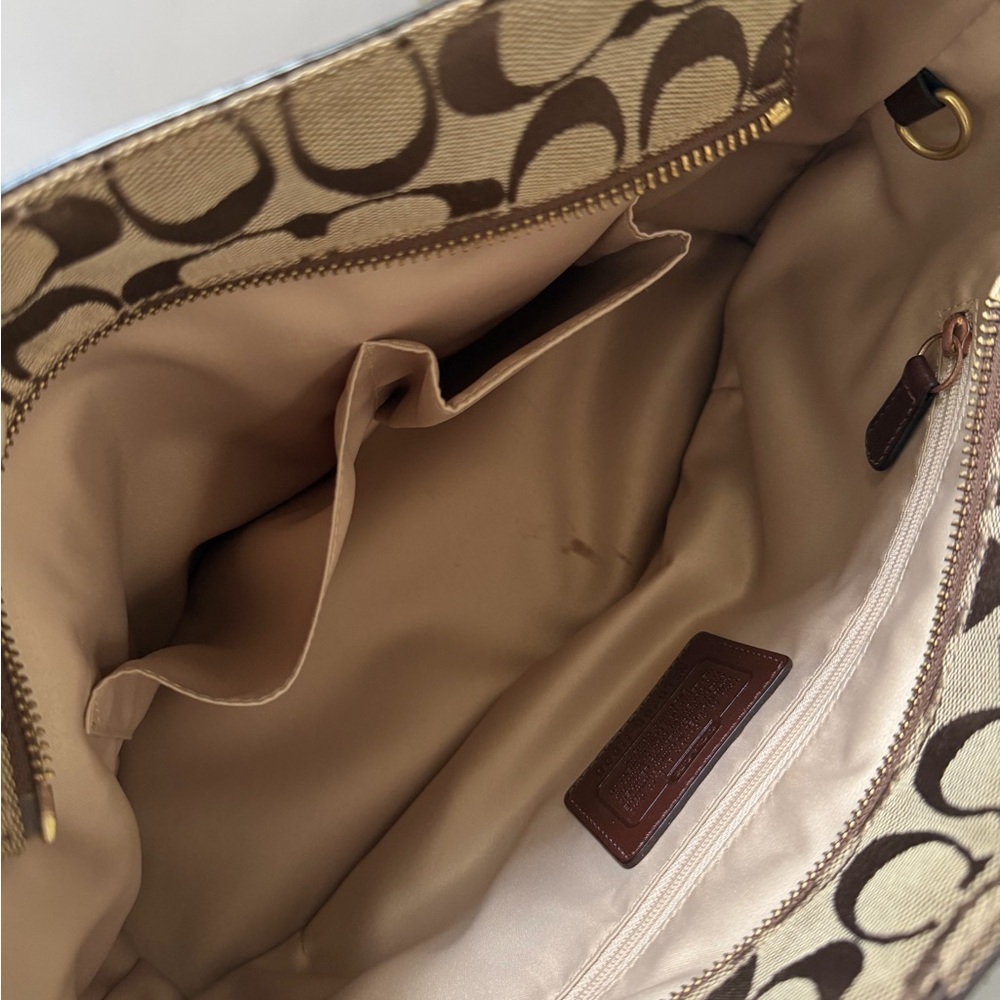 Coach Signature Canvas Tote Bag in Khaki/Brown - Picture 7 of 12